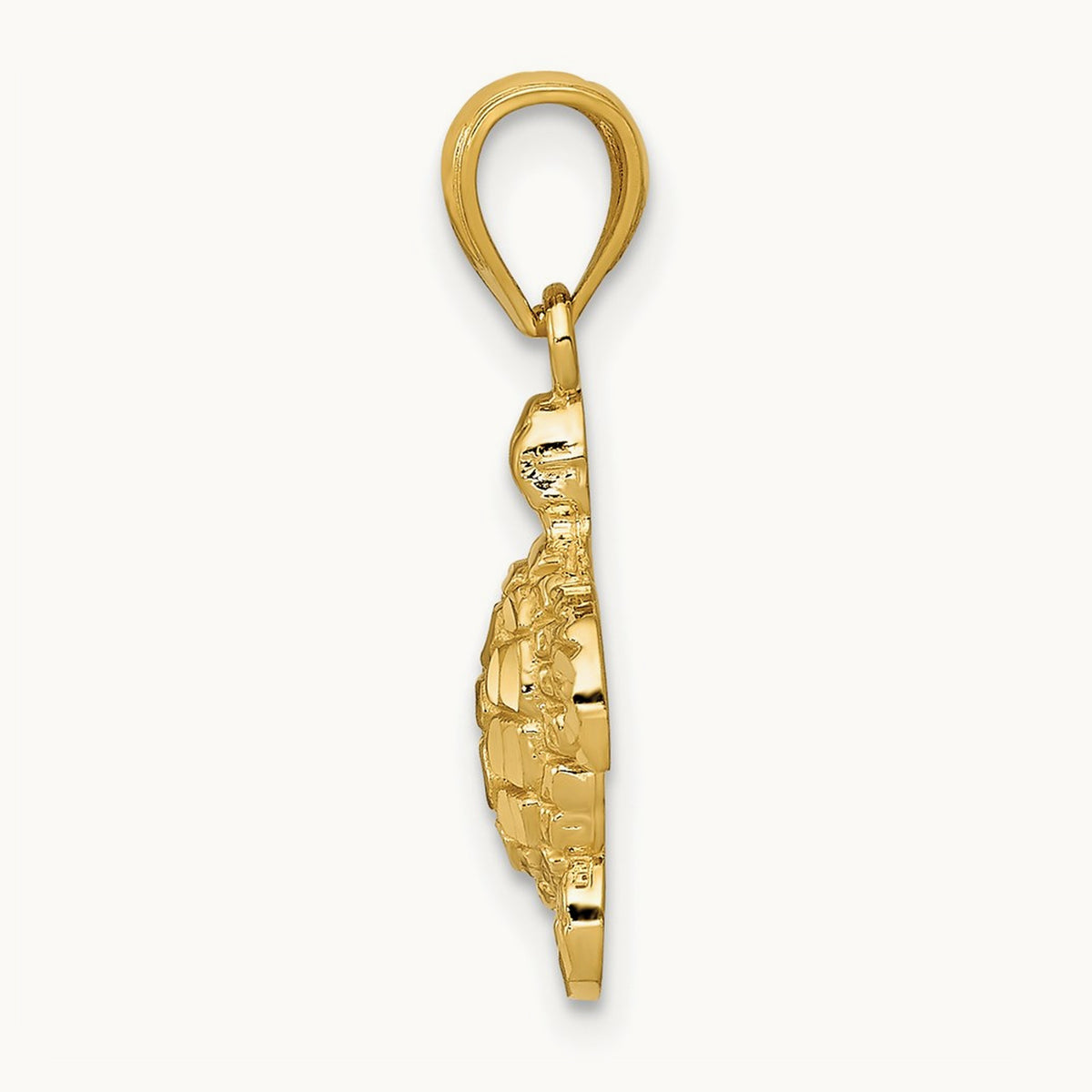 Polished and Textured Diamond-cut Turtle Pendant, 14K Gold
