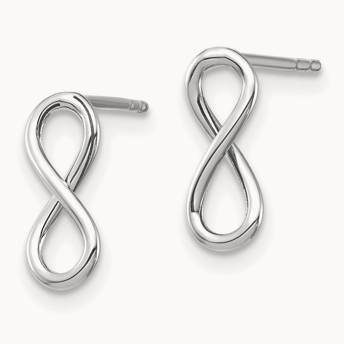 Polished Infinity Post Earrings — 14K White Gold