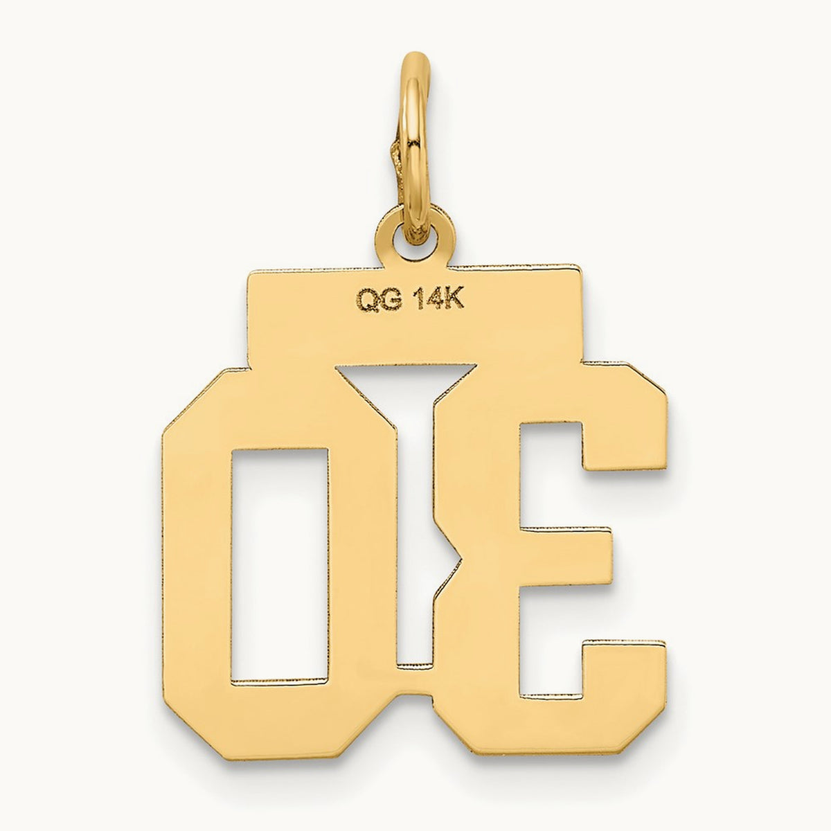 Small Satin Number 30 Charm, 14K