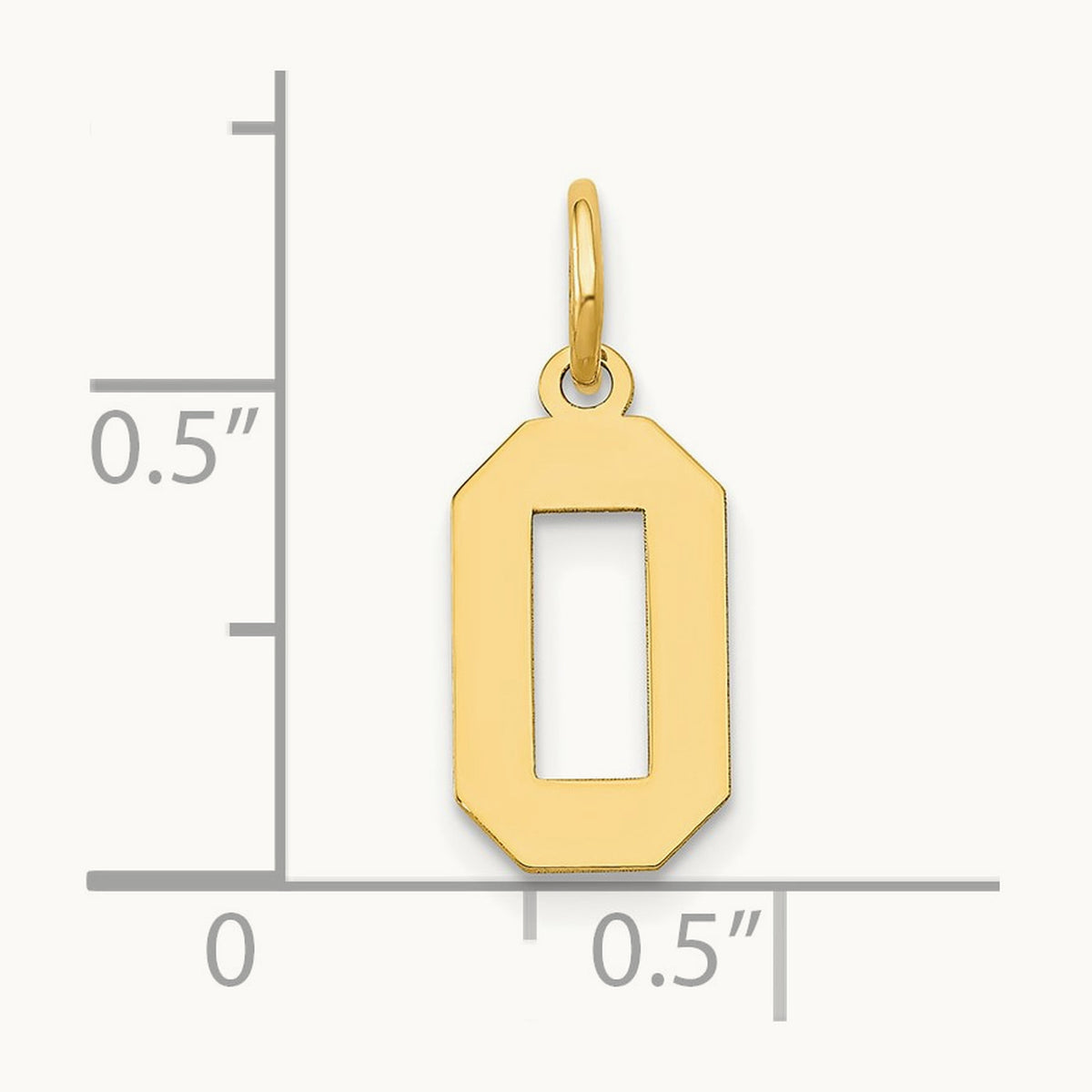 Small Polished Number 0 Charm — 14K Yellow Gold
