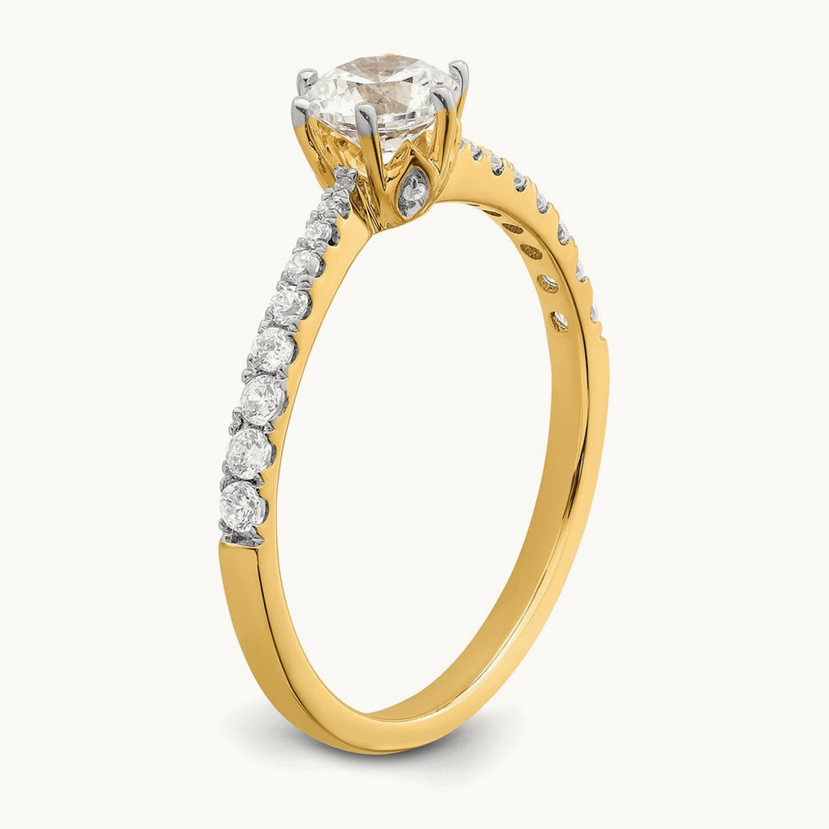 1/2ct Round Leaf Design Semi-Mount Dia Ring, 14K Gold