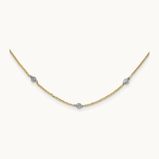 & White Rhodium Polished & D/C w/2 in ext Necklace, 14K
