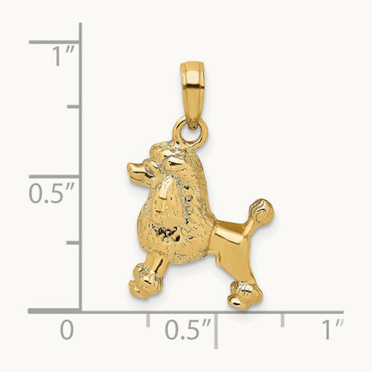 3-D Poodle Dog Charm, 14K