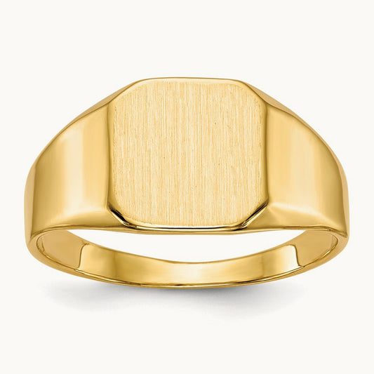 11.0x11. Closed Back Mens Signet Ring, 0mm, 14K