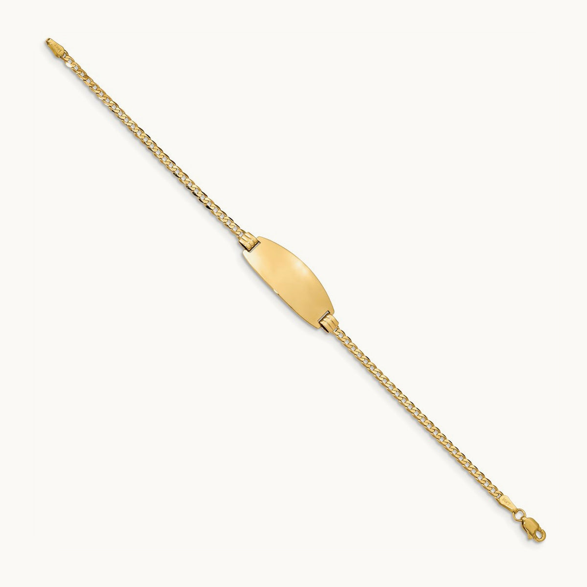 Oval Curb ID Bracelet — 14K Yellow Gold