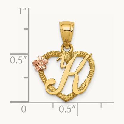 Heart Initial Pendant — 14K Yellow Gold, K