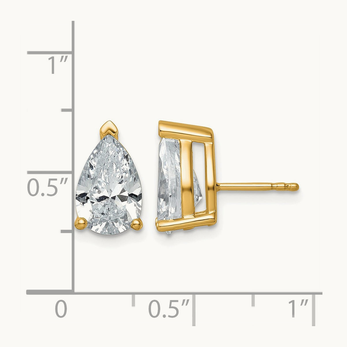 Pear 3 Prong Stud Earrings, 0.50-6.00 ct tw Lab-Grown Diamond — 5 ct, 14K Yellow Gold