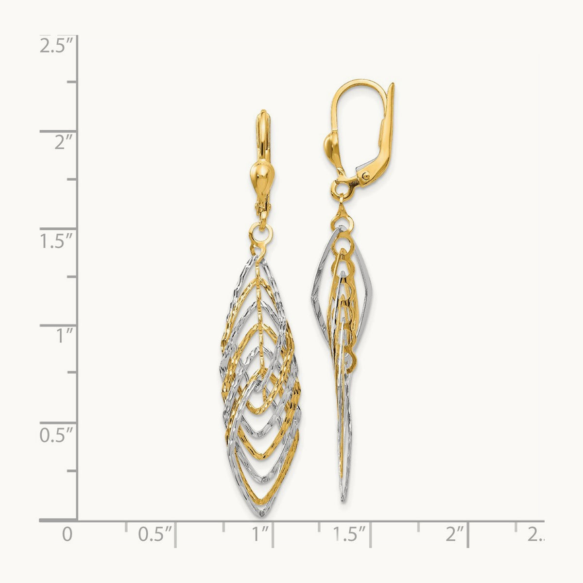Polished Diamond-cut Dangle Leverback Earrings — photo set