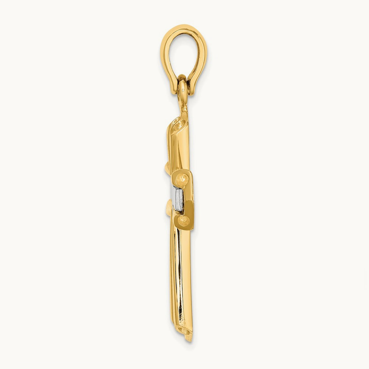 Polished Cross Charm, 14K Two-tone