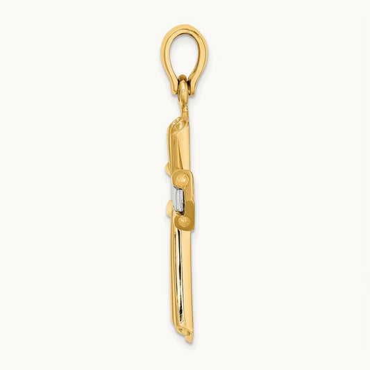 Polished Cross Charm, 14K Two-tone