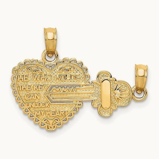 Polished 2 Piece Break Apart HE WHO HOLDS THE KEY Charms, 14K