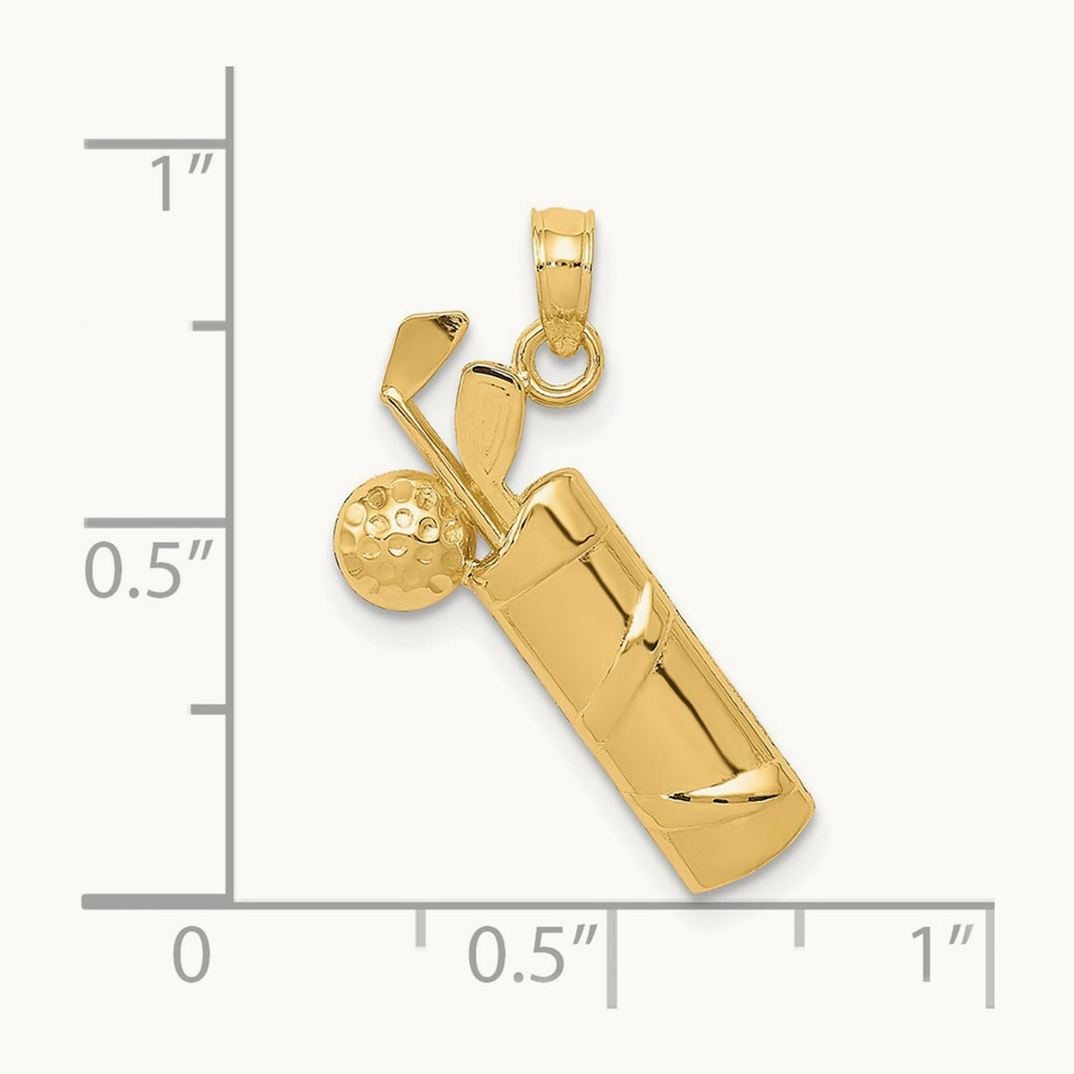 Polished Golf Bag Charm, 14K