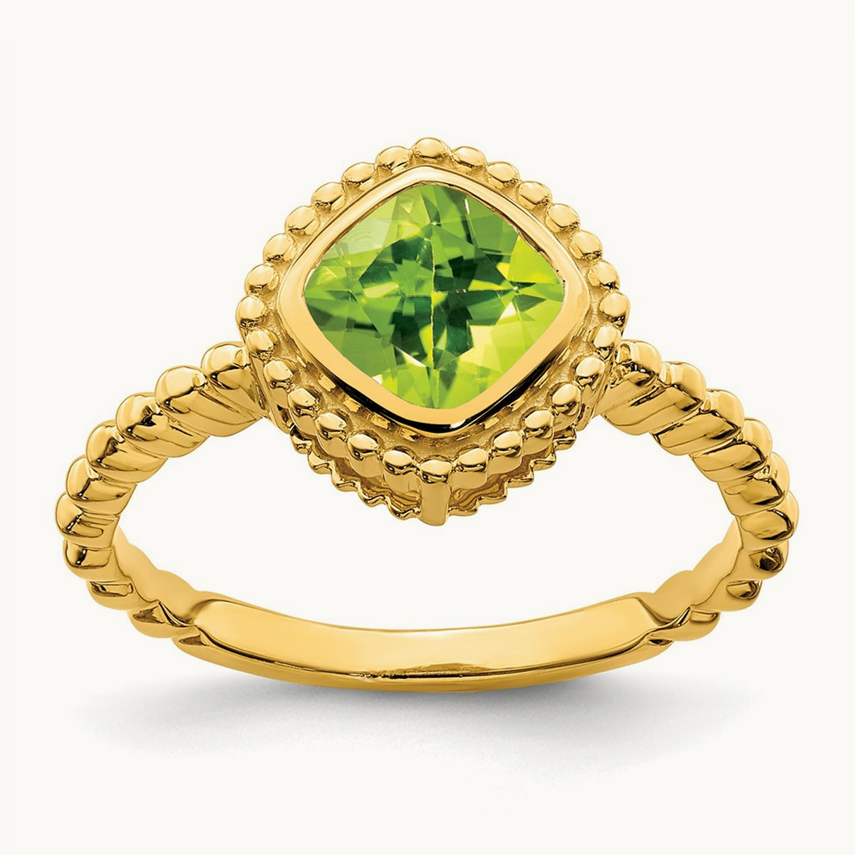 Cushion Peridot Ring, 14K