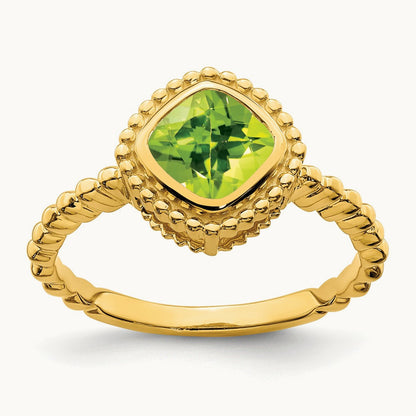Cushion Peridot Ring, 14K