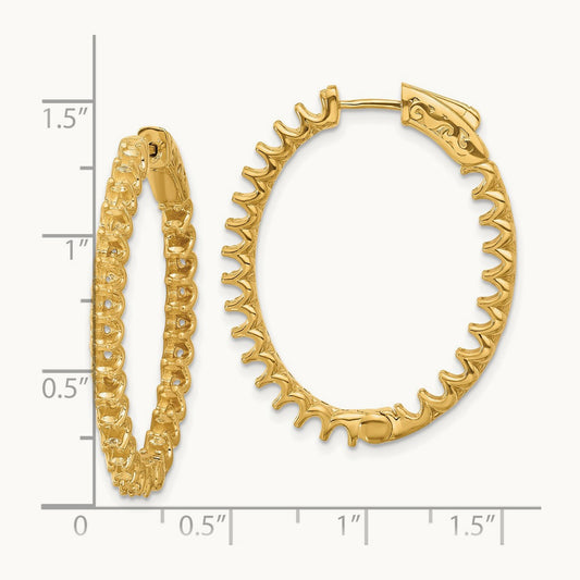 3.1ct 52- In/Out Oval Hoop w/ Safety Clasp Earring Mountings, 2.5mm, 14K