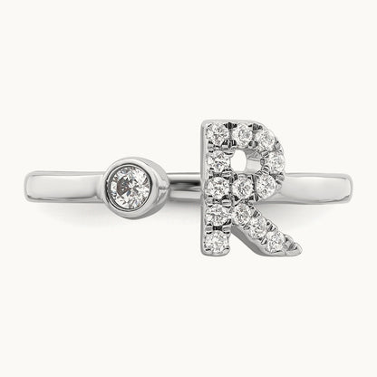 Initial R Adjustable Ring, 0.20 ct tw Lab-Grown Diamond