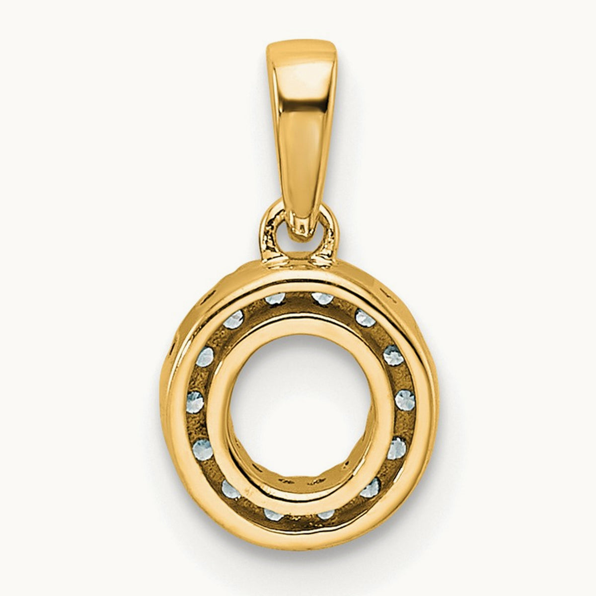 Diamond Initial with Bail Pendant — 14K Yellow Gold, O