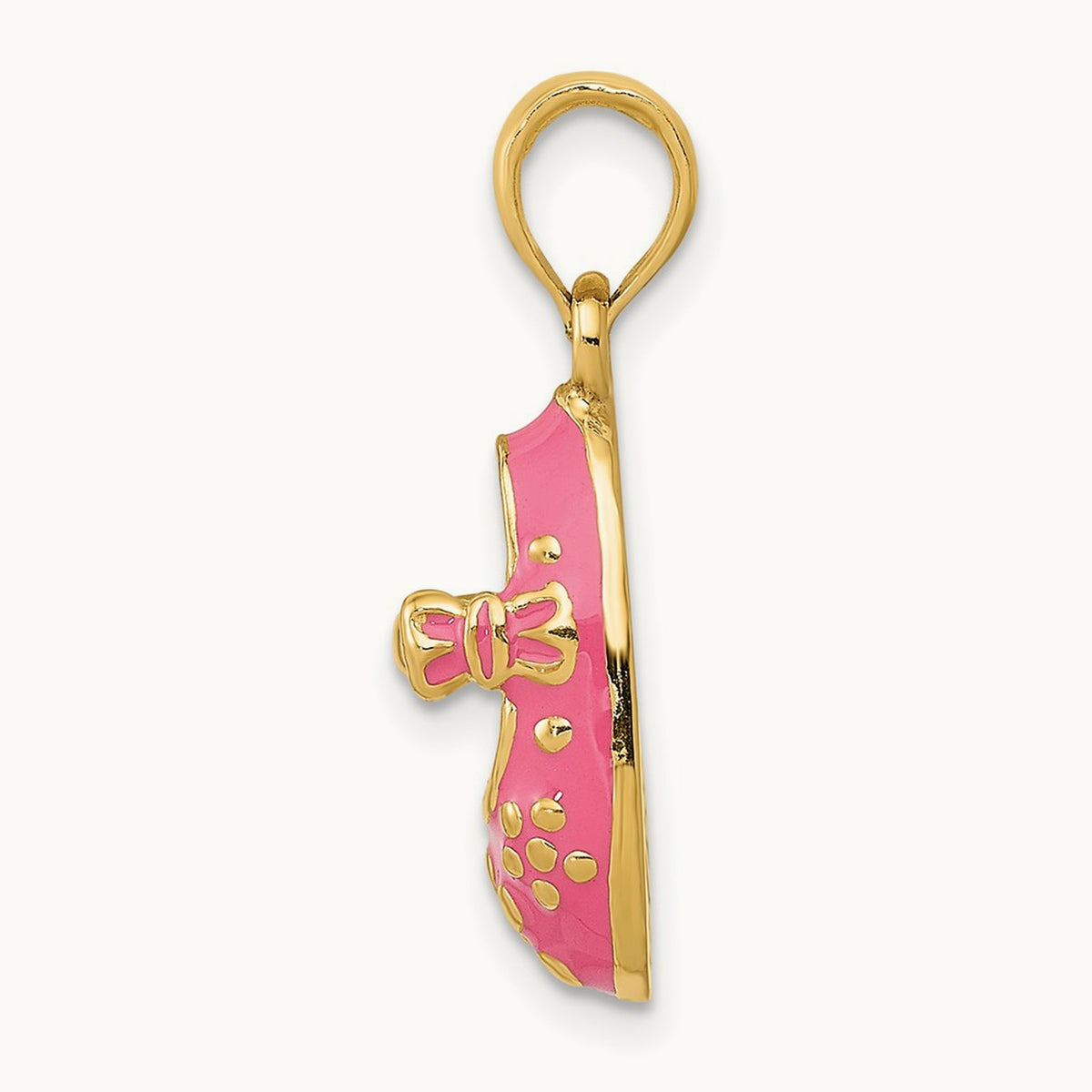 Enameled 3D Baby Shoe Pendant, 14K Pink