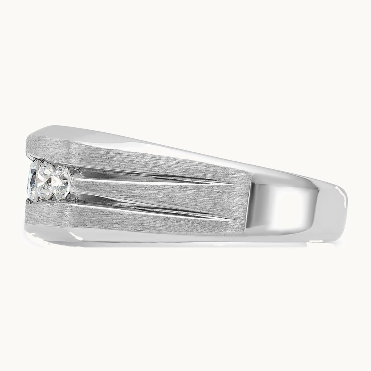 IBGoodman 14K White Gold Men's Polished and Brushed 5-Stone 1/2 Carat AA Quality Diamond Ring