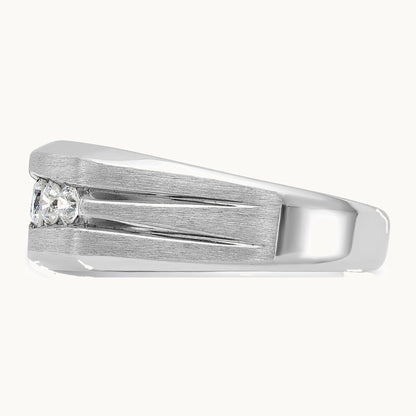 IBGoodman 14K White Gold Men's Polished and Brushed 5-Stone 1/2 Carat AA Quality Diamond Ring