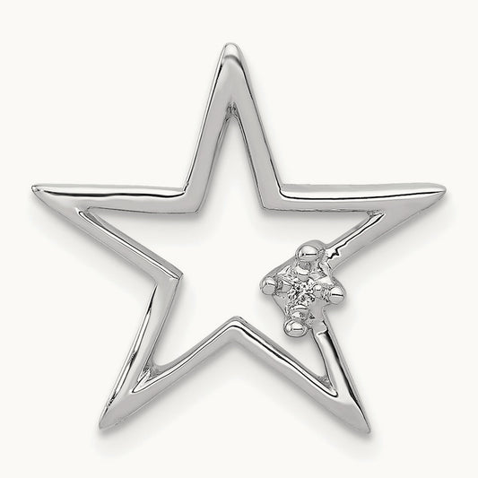 .01ct. Diamond Star Chain Slide, 14K White Gold