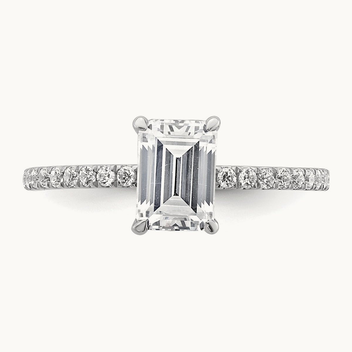 Emerald Solitaire Engagement Ring, 1.25-2.25 ct tw Lab-Grown Diamond — 14K White Gold, 7