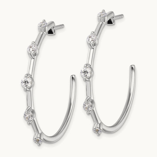 C-Hoop Post Earrings, 0.75 ct tw Lab-Grown Diamond