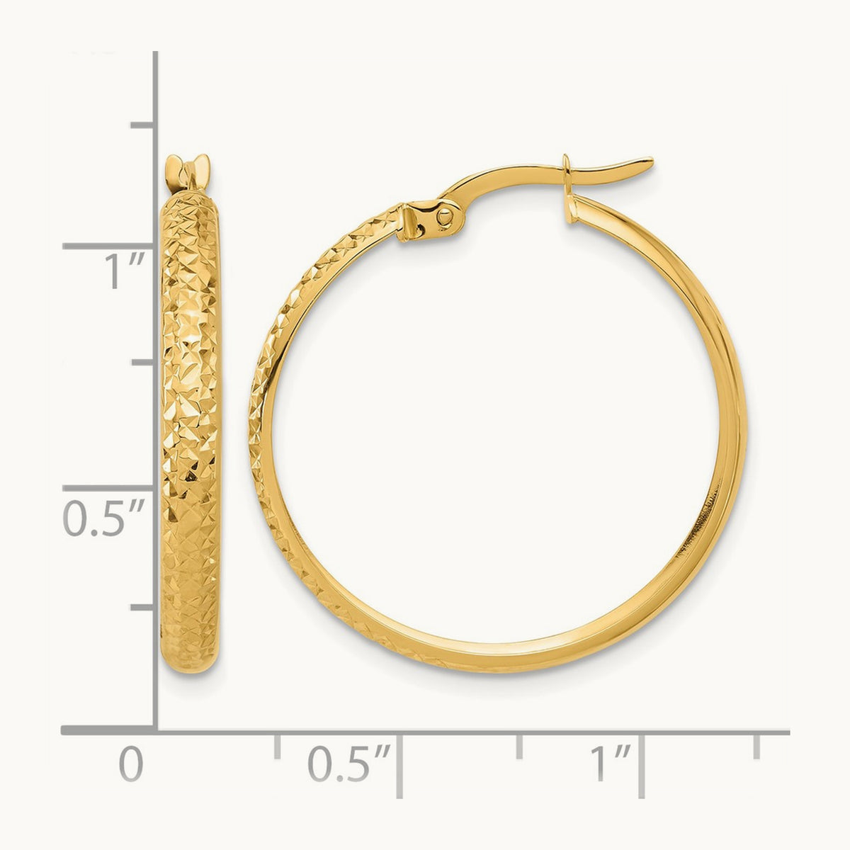 Polished and Diamond-cut Hoop Earrings — 26.75mm