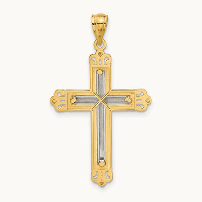 Cross Pendant, 14K Two-tone
