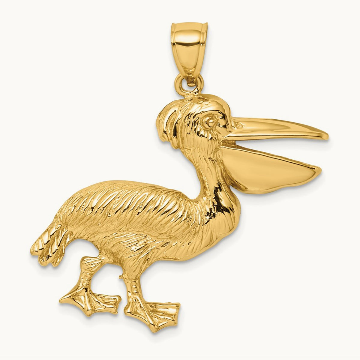 Textured Pelican Charm, 14K
