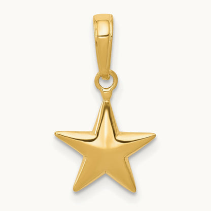 Small Polished 3-D Star Charm, 14K