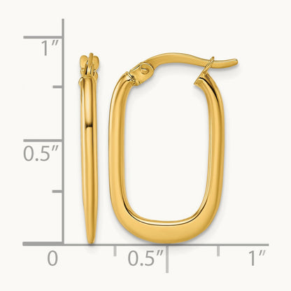 Polished Oval Hoop Earrings — 14K Yellow Gold