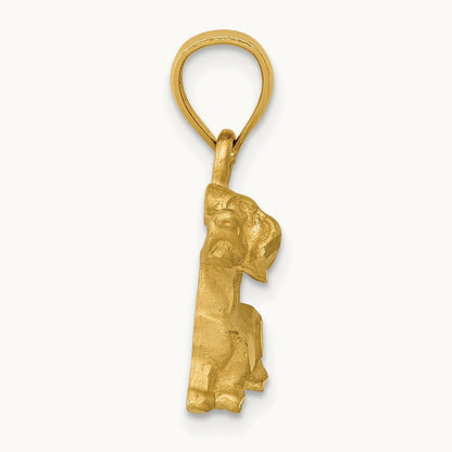 Diamond-cut Dachshund Pendant, 14K