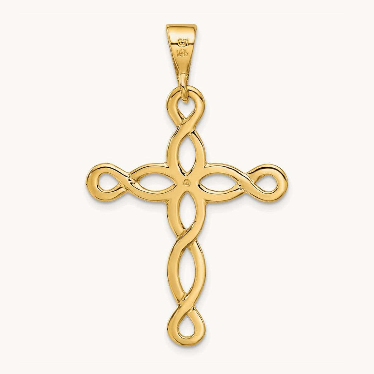 Polished Cross Pendant, 14K
