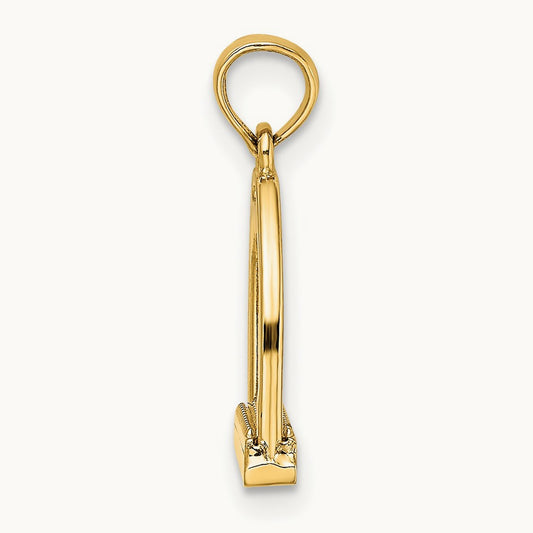 3-D Polish Small Horse Stirrup Charm, 14K