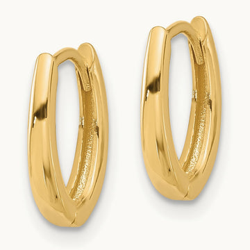Polished Oval Hinged Hoop Earrings — 14K Yellow Gold