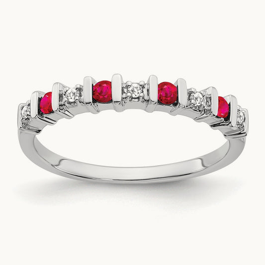 Ruby and Diamond Band, 14K White Gold