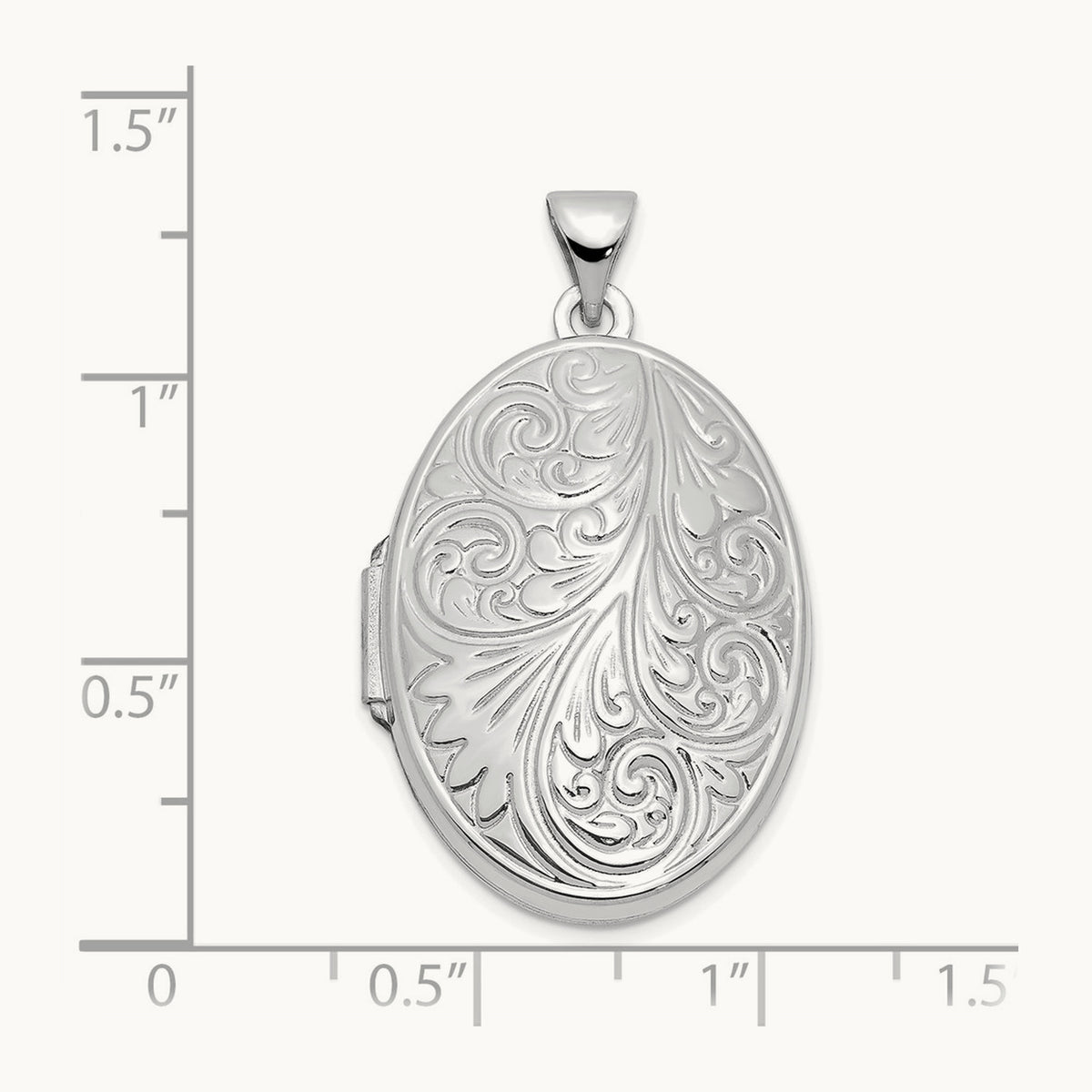 Scroll Oval Locket — 14K White Gold