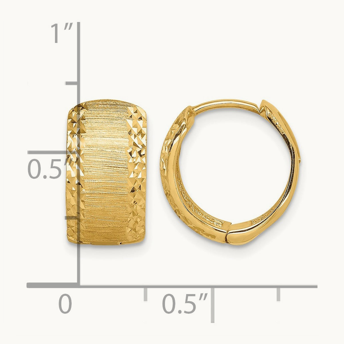 D/C and Textured Hoop Earrings, 14K