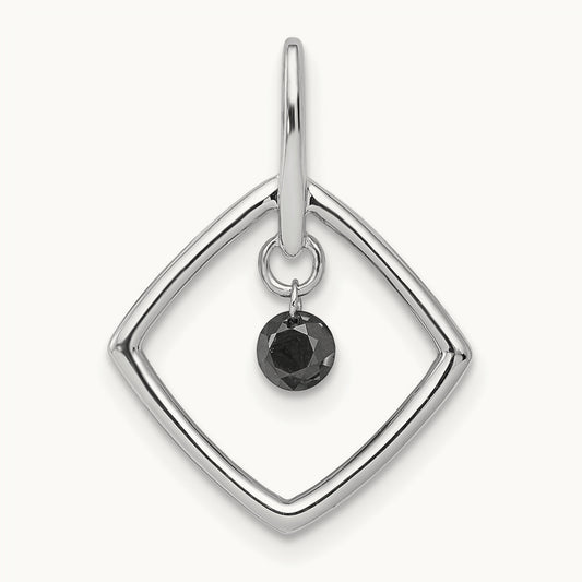 1/6ct. Black Diamond Dangle Pendant, 14K White Gold