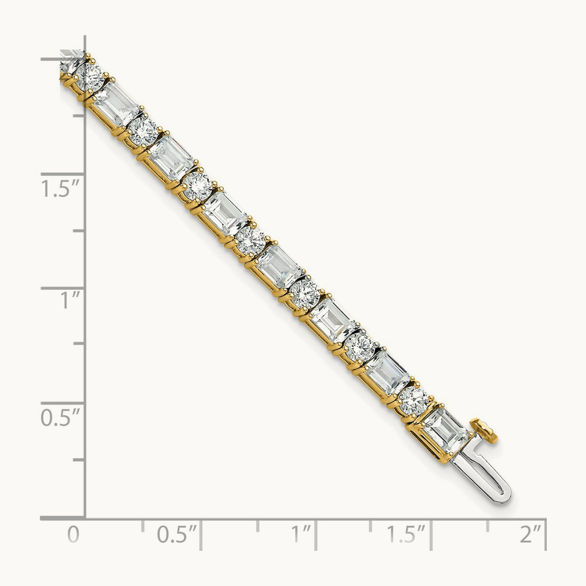 Emerald/Round Tennis Bracelet, 10.00 ct tw Lab-Grown Diamond — 14K Yellow Gold