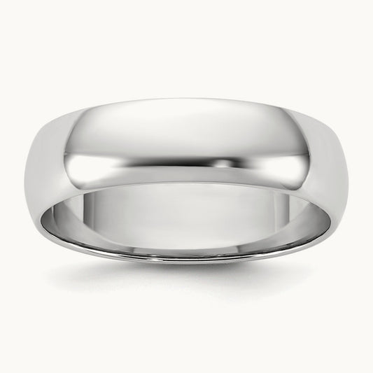 Half Round Band — 10K White Gold