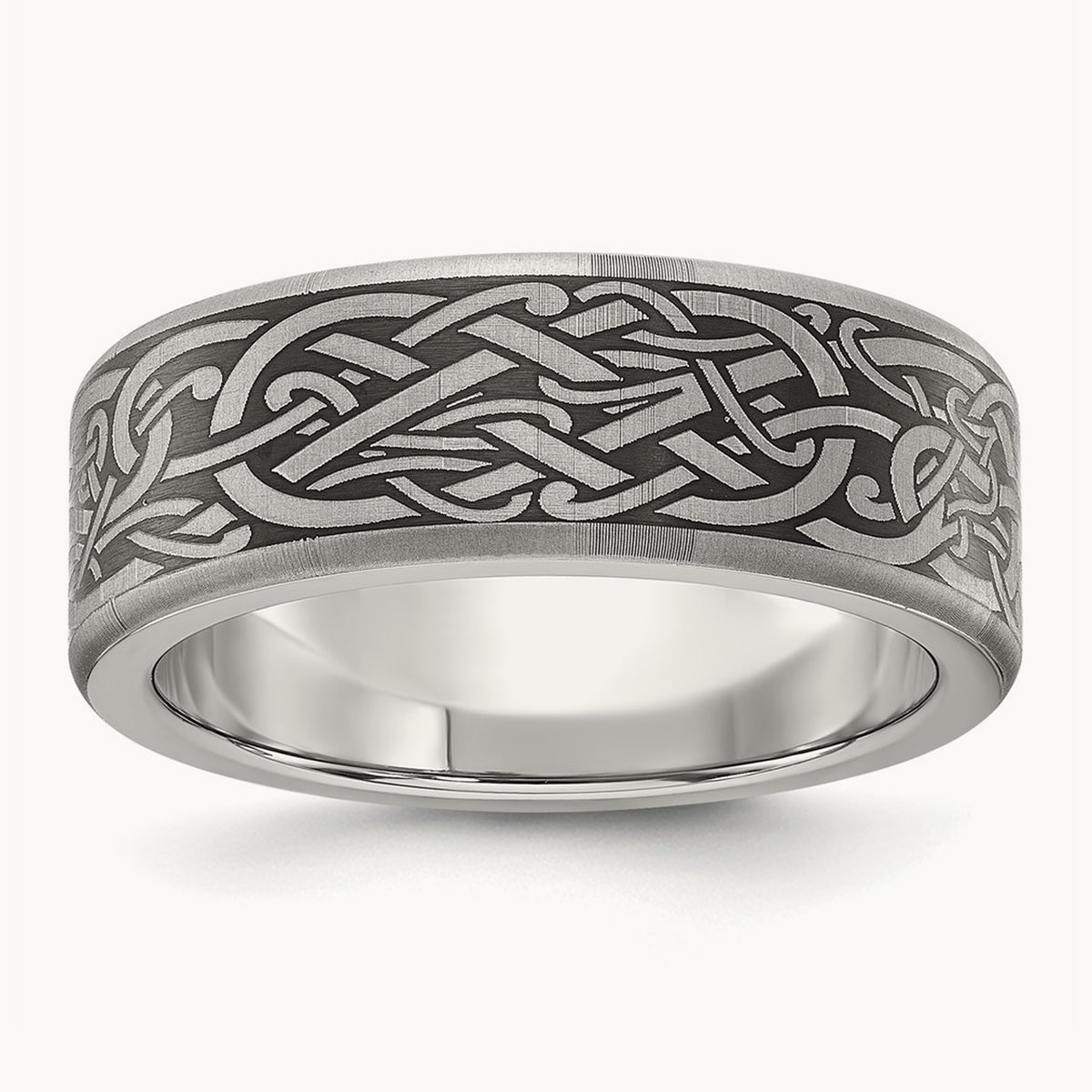 Brushed Laser Design Band, 8mm, Titanium
