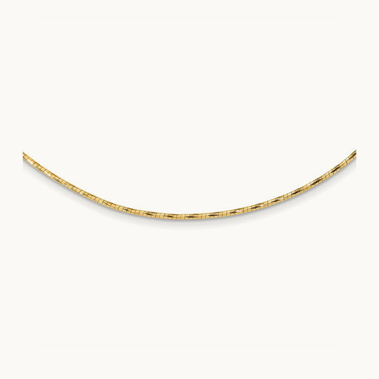 Polished with 2in extension Round Twisted Omega Necklace — 14K Yellow Gold