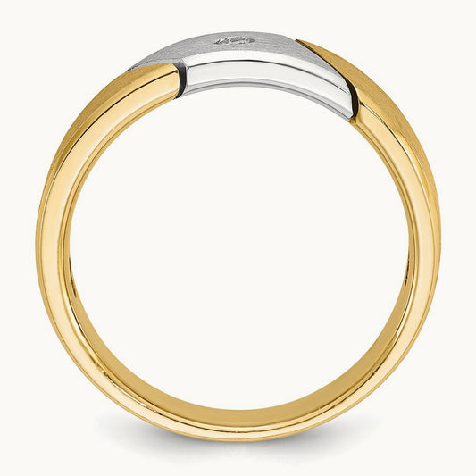 IBGoodman Men's Polished and Satin Diamond Complete Ring, 14K Two-tone