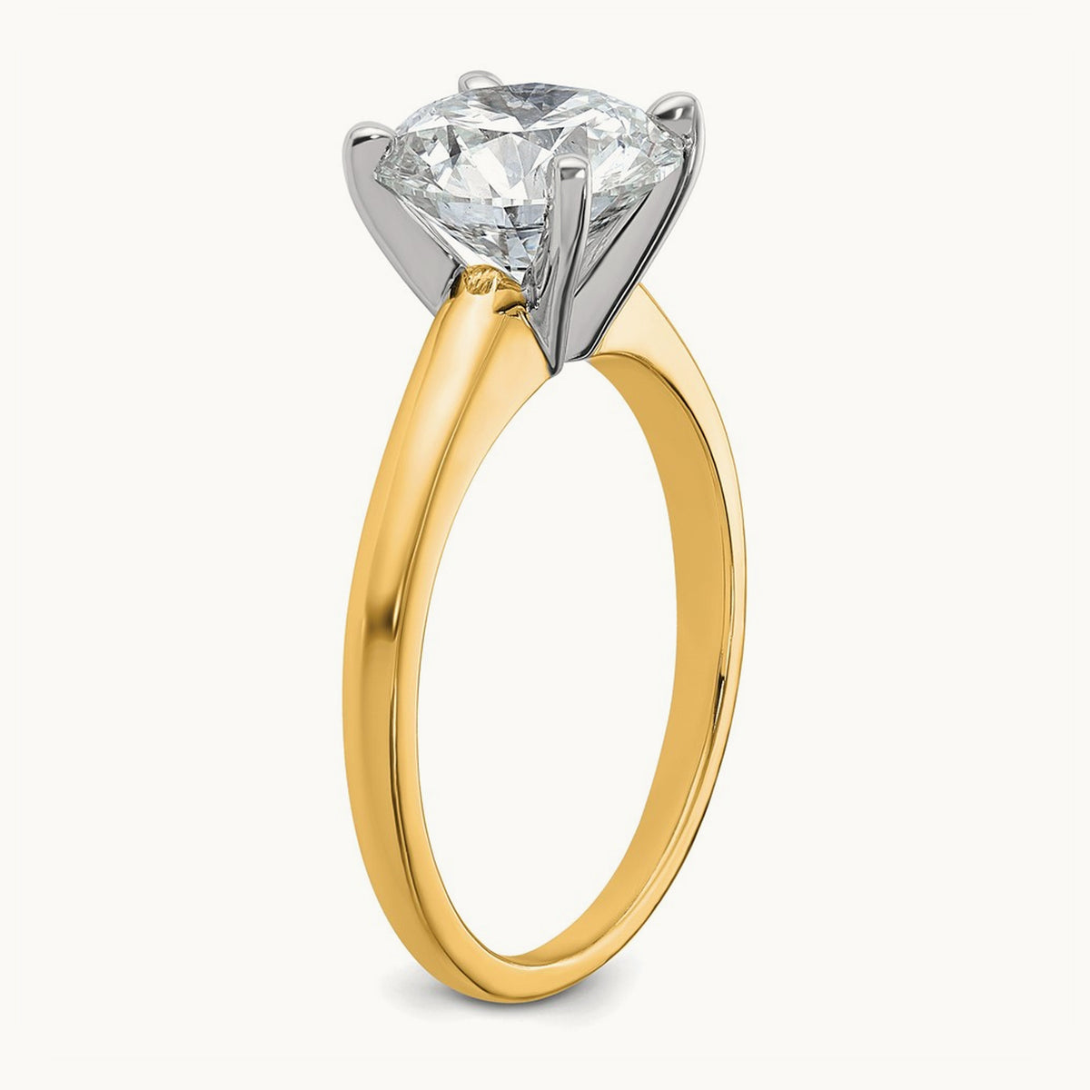 Round Solitaire Engagement Ring, 0.25-5.00 ct tw Lab-Grown Diamond — 3 ct, 14K Two-Tone