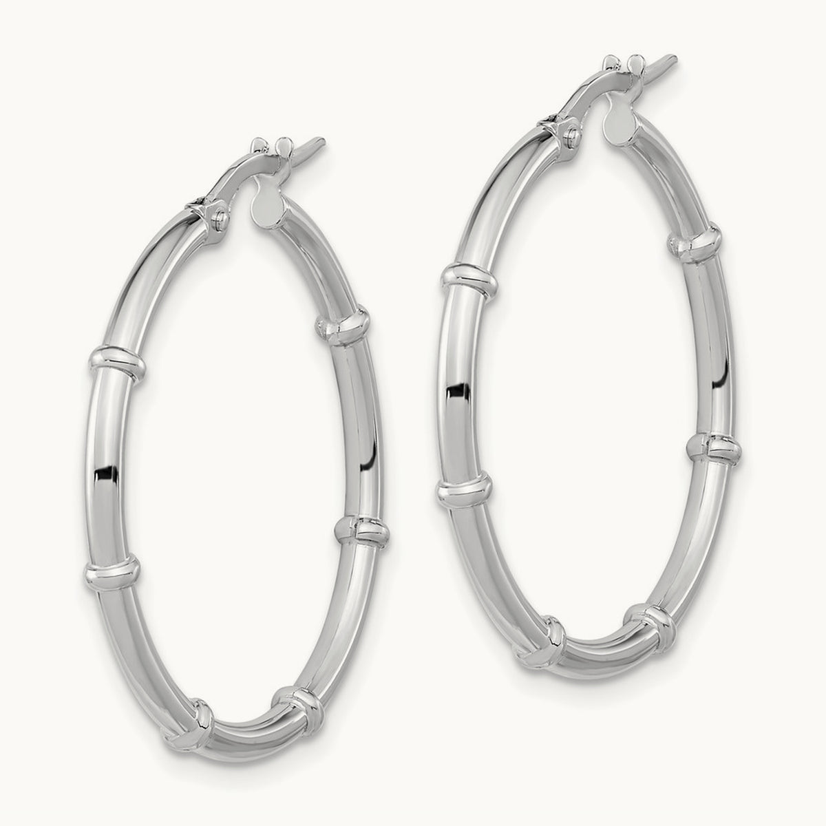 Polished Fancy Hoop Earrings — 14K White Gold, 28.75mm