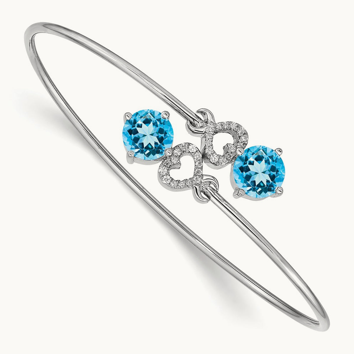 Blue Topaz and Diamond Flexible Bangle, 14K White Gold