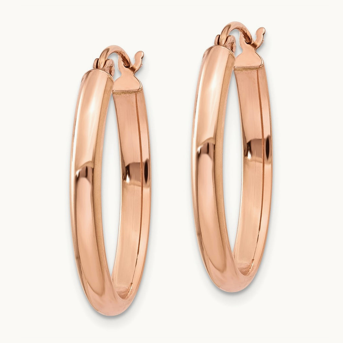 Polished Half-Round Oval Hoop Earrings — 16.5mm