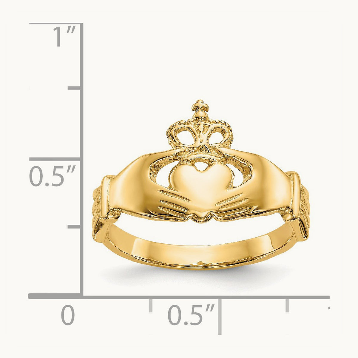 Polished Claddagh Ring, 14K